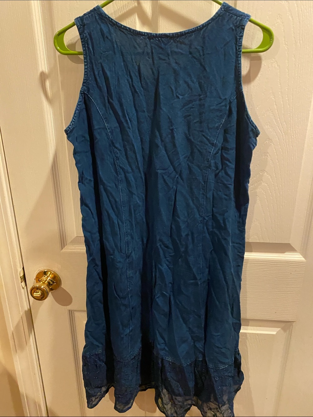 Boho Embroidered Sleeveless Blue Dress size Large - Picture 8 of 9